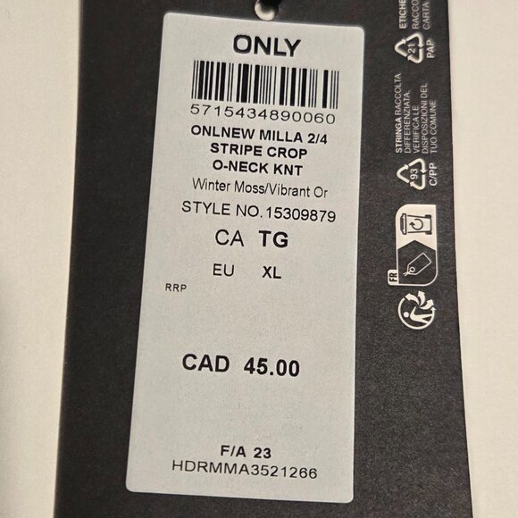 ONLY - Striped Crop Knit Top (Size: XL) - Picture 3 of 3